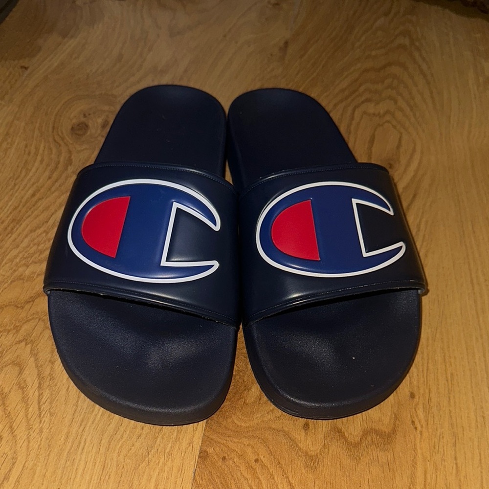 Champion' Blue and Red Slide Sandals